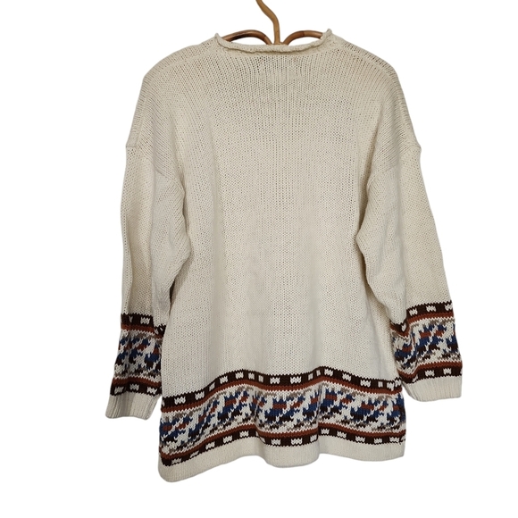 Vintage Heirloom Collections Creme And floral Chunky knit sweater | Sz Medium - Picture 4 of 9